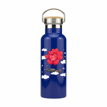 Personalised Love Takes Flight Stainless Steel Bottle with Bamboo Lid – 500ml