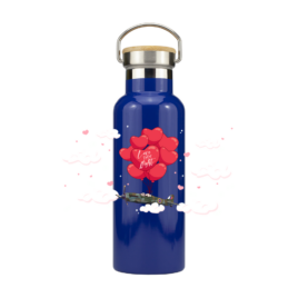 Personalised Love Takes Flight Steel Bottle with Bamboo Lid