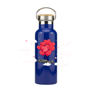 Personalised Love Takes Flight Steel Bottle with Bamboo Lid